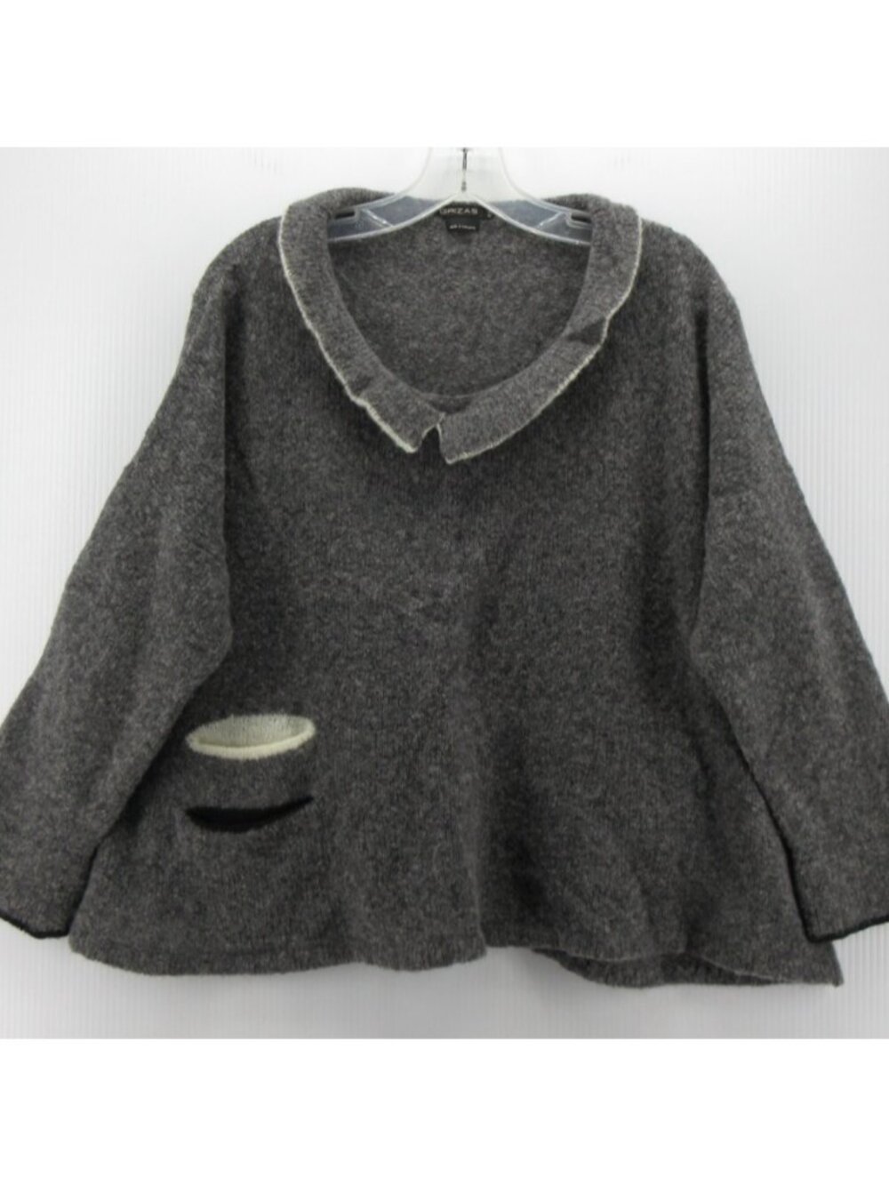 Grizas Sweater XXL Wool Blend Pullover Swing Lagenlook Art Collared *